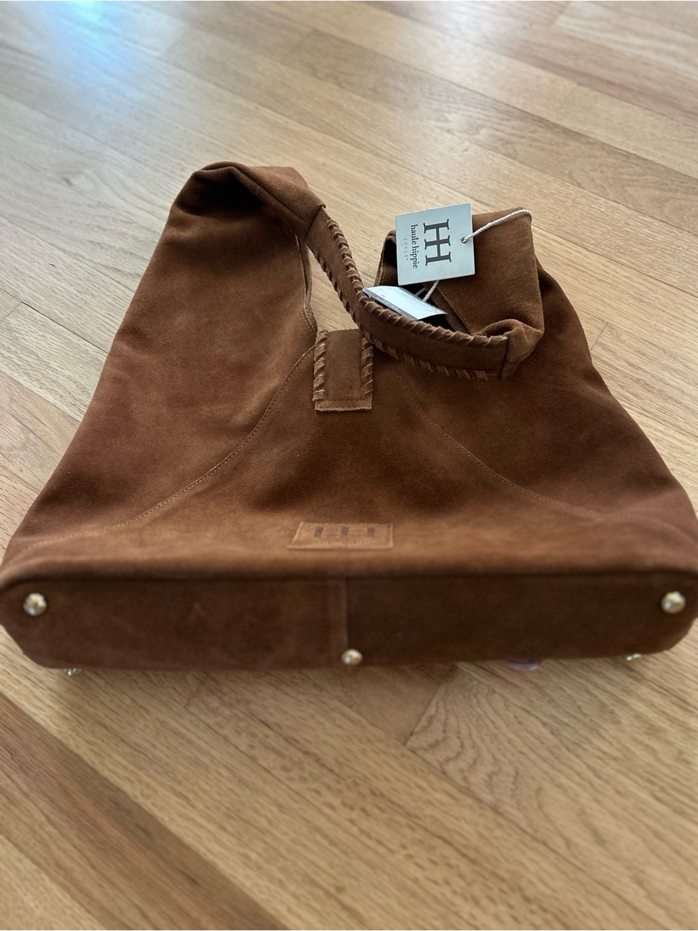 NWT Haute Hippie Triangle Suede Hobo, Cognac Brown - Picture 6 of 12